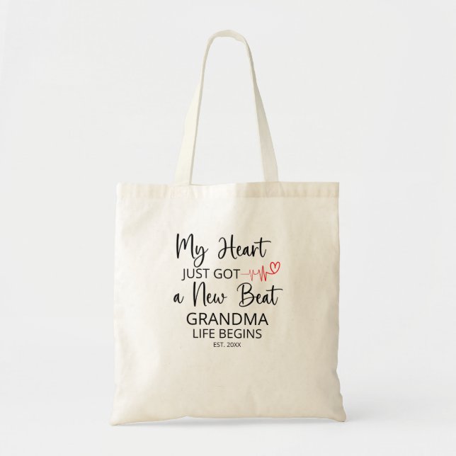 Tote Bag Mon coeur vient d'avoir un nouveau Beat - nouveau  (Devant)
