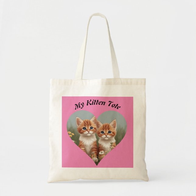 Tote Bag Mon Cute Kitten Nom de la Personnaliser Fourre-tou (Devant)