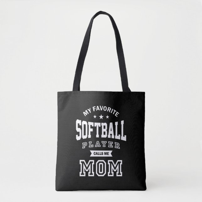 Tote Bag Mon Joueur De Softball Favori M'Appelle Maman (Devant)