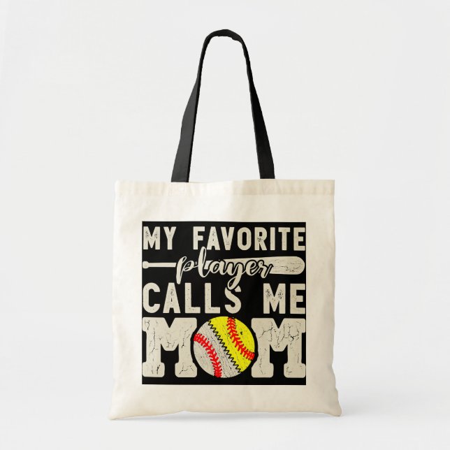 Tote Bag Mon Joueur Favori M'Appelle Maman Baseball Softbal (Devant)