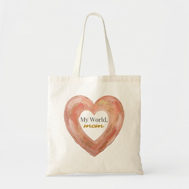 Tote Bag Mon monde Maman Peint cœur (Devant)