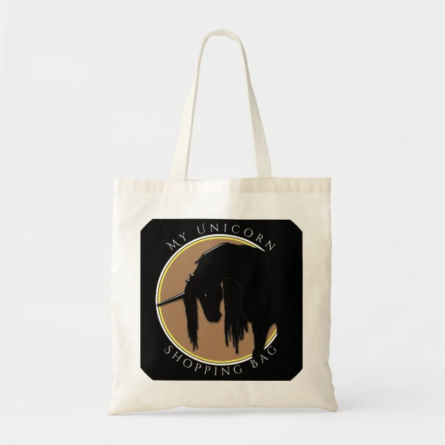 Tote Bag Mon panier Unicorn (jaune et marron) (Devant)