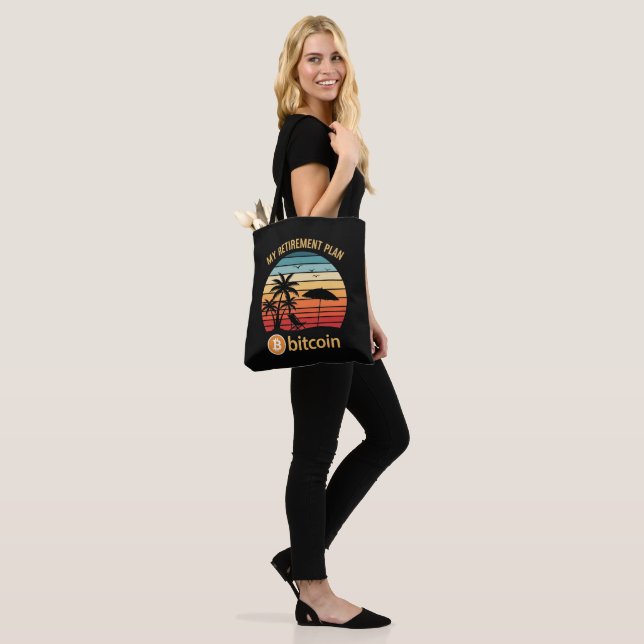 Tote Bag Mon Plan De Retraite Bitcoin Plage Coucher De Sole (Sur le modèle)