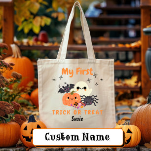Tote Bag Mon premier titre ou traitement Halloween personna