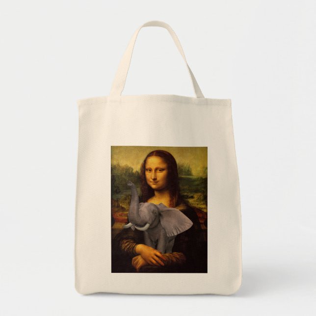 Tote Bag Mona Lisa avec éléphant (Devant)