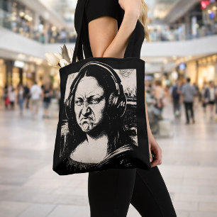 Tote Bag Mona Lisa Bass Face Amateurs de Musique Drôles DJs