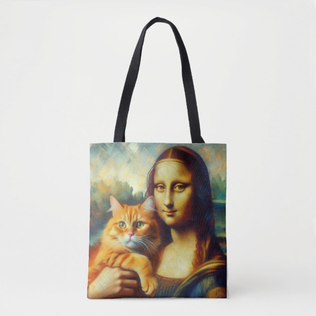 Tote Bag Mona Lisa peinture La Gioconda avec Chat (Devant)