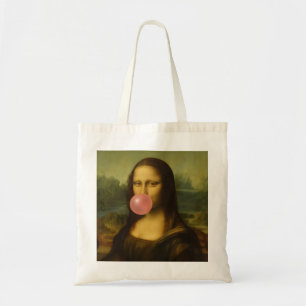 Tote Bag Mona Lisa soufflant de bulle rose