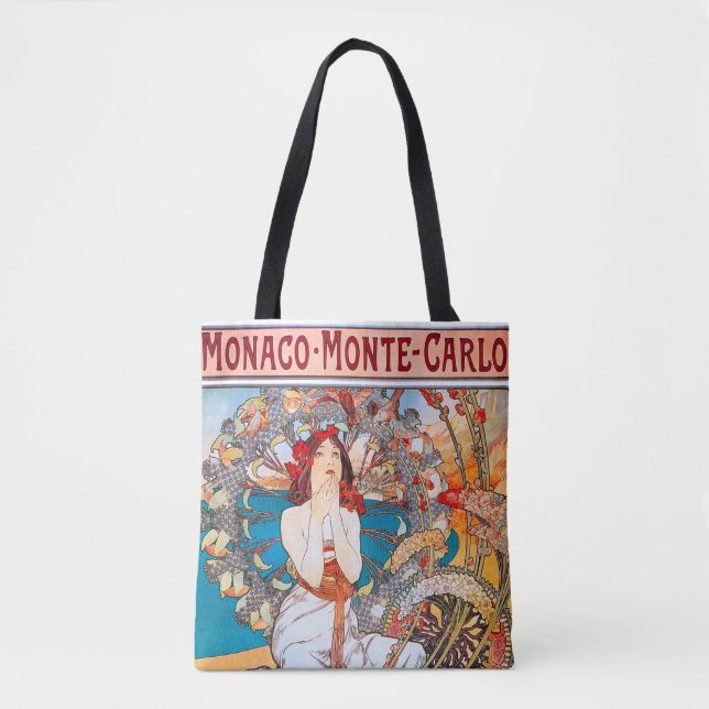 Tote Bag Monaco, Monte-Carlo, Mucha (Devant)