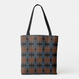 Tote Bag Monarch Butterfly Wing Orange Et Motif Bleu