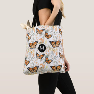 Tote Bag Monarque orange Monarch Motif Monogramme