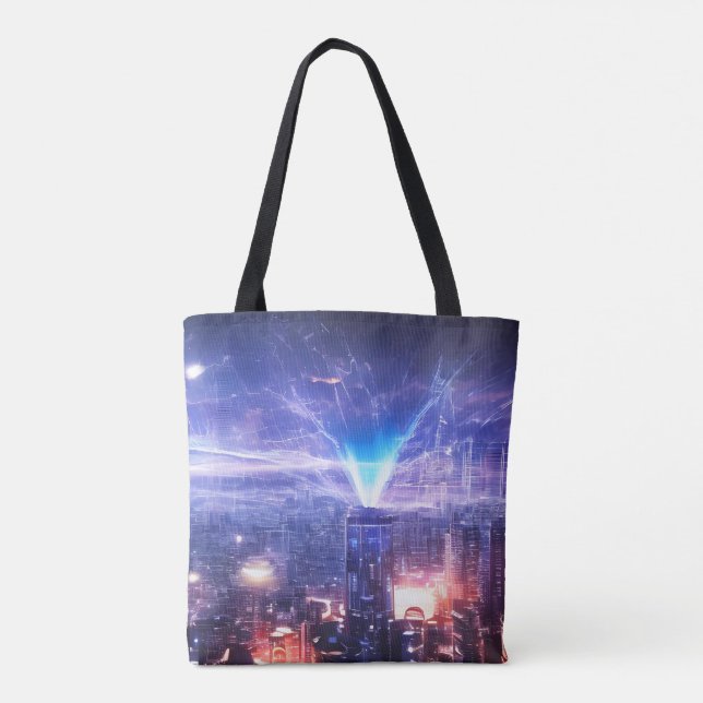 Tote Bag Monde Alien | Bouclier futuriste | Blue Star (Dos)