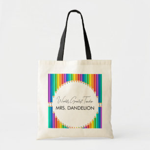 Tote Bag Monde Enseignant le plus grand Rainbow Crayons Sch