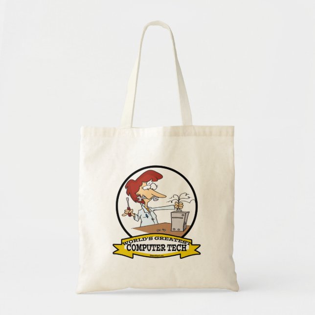 TOTE BAG MONDE LE PLUS GRAND ORDINATEUR TECH CARTOON FEMMES (Devant)
