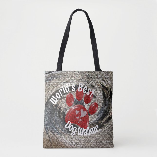 Tote Bag Monde meilleur chien Walker Mosaic Swirl Empreinte (Devant)