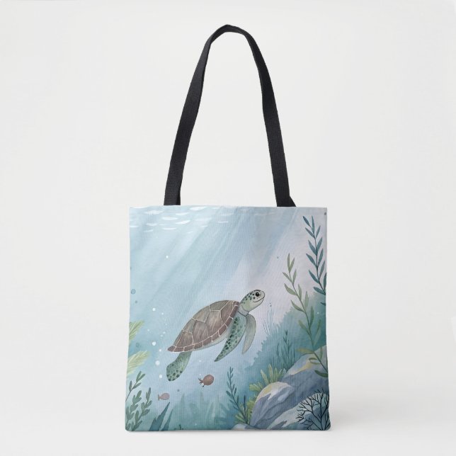 Tote Bag Monde sous-marin avec tortue (Devant)