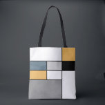 Tote Bag Mondrian inspiré<br><div class="desc">Abstract modern with colorful (navy blue,  grey,  black,  yellow,  white) rectangles dans Mondrian on white background</div>