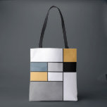 Tote Bag Mondrian inspiré<br><div class="desc">Abstract modern with colorful (navy blue,  grey,  black,  yellow,  white) rectangles dans Mondrian on white background</div>