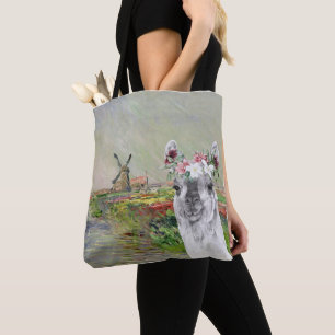 Tote Bag Monet Champ Tulipes et Fancy Llama