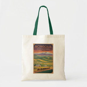 Tote Bag Mongolie Chameaux Yourte Illustration Art de Voyag