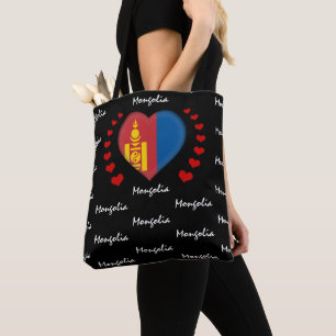 Tote Bag Mongolie Drapeau et coeur Mongolie Drapeau mode/sp