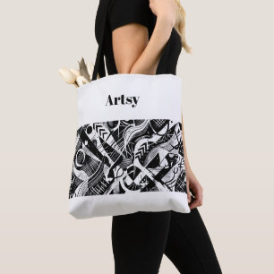 Tote Bag Monochrome : Abstrait Géométrique à Haut Contraste