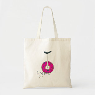 Tote Bag Monocycle de roue de beigne rose avec arrosage col