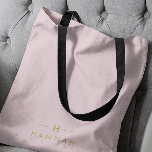 Tote Bag Monogram Blush | Elegant Gold Minimum (Créateur téléchargé)