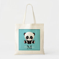 Monogram Cute Panda Personnalisé Bubble Gum Bleu