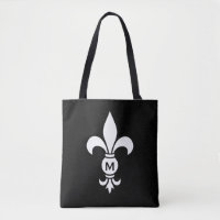 Monogram Fleur De Lis Moderne Simple Noir & Blanc