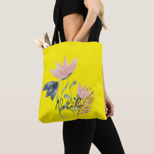 Tote Bag Monogram Fleurs d'été attrayantes l Jaune