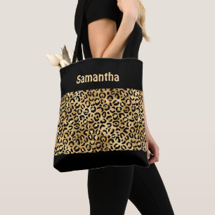 Tote Bag Monogram Gold Black Empreinte de léopard Cheetah A