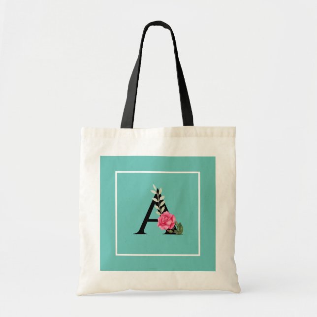 Tote Bag Monogram Initial Letter A dans le rose blanc (Devant)