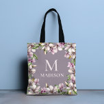 Tote Bag Monogram Monogrammed Magnolia Floral Personalized<br><div class="desc">This stylish design features your personalized name and monogram surrounded by a frame of magnolia flowers. Personalized by editing the text in the text boxes provided #tote #bags #totebags #accessories #magnolia #floral #gifts #monogram #monogrammed #personalizedgifts</div>