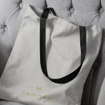 Tote Bag Monogram or gray | Minimaliste Elegant Moderne<br><div class="desc">A simple stylish custom monogram design in a gold minimalable typographiy on an elegant minimum taupe gray background. The monogram initials and name can easily be personalized along with the feature line to make a design as unique as you are! Le parfait poison de l'accessoire pour un instant.</div>