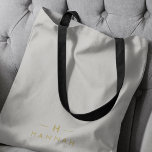 Tote Bag Monogram or gray | Minimaliste Elegant Moderne<br><div class="desc">A simple stylish custom monogram design in a gold minimalable typographiy on an elegant minimum taupe gray background. The monogram initials and name can easily be personalized along with the feature line to make a design as unique as you are! Le parfait poison de l'accessoire pour un instant.</div>