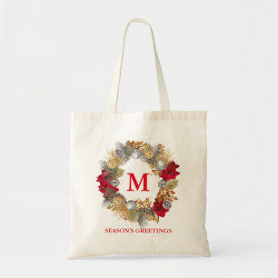 Tote Bag MONOGRAM Wreath de Noël personnalisable