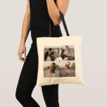 Tote Bag Monogram wreath moderne élégant collage photo<br><div class="desc">Monogram wreath moderne élégant collage photo famille maison cadeau personnalisé sac fourre-tout design. Fait partie d'une collection moderne simple et classe.</div>