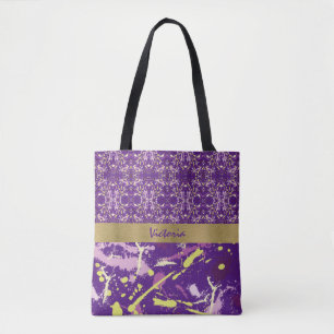 Tote Bag Monogramme à éclaboussure violette