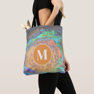 Tote Bag Monogramme à motif mosaïque vibrant de coquille d'