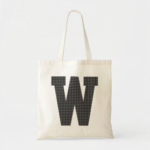 Tote Bag Monogramme à points polka noirs et blancs