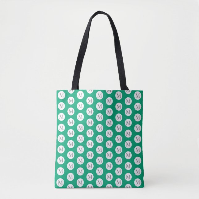 Tote Bag Monogramme à points verts Fourre-tout (Devant)