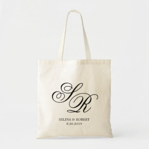 Tote Bag Monogramme Accueil mariage personnalisé initial, c