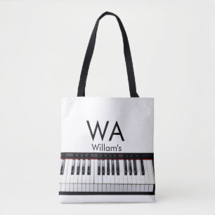 Tote Bag Monogramme ajouter initiale lettre nom texte piano