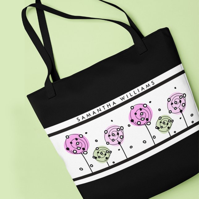 Tote Bag Monogramme aquarelle floral rose (Créateur téléchargé)