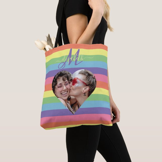Tote Bag Monogramme Arc-en-ciel couleur (De près)