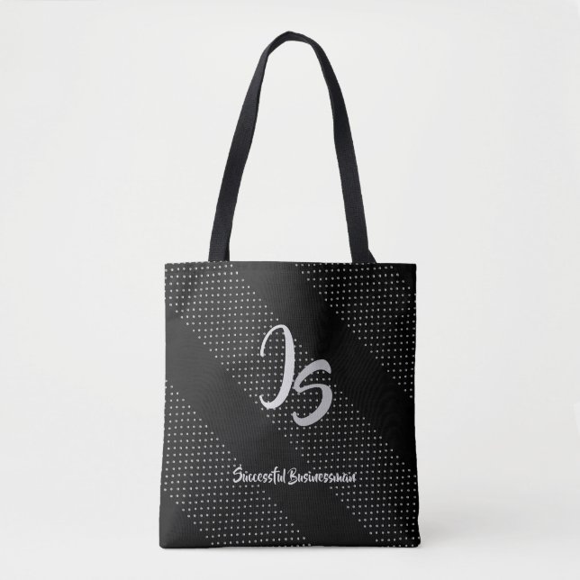 Tote Bag Monogramme argenté personnel "d'homme d'affaires (Devant)