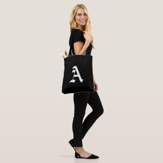 Tote Bag monogramme blanc A sur noir