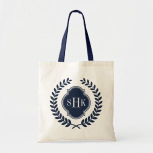 Tote Bag Monogramme blanc de crête de couronne de laurier b