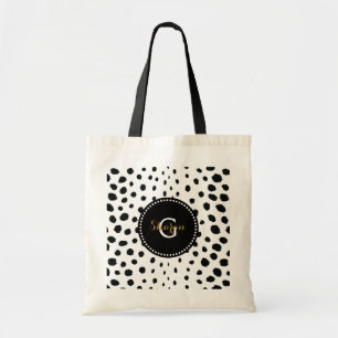 Tote Bag Monogramme blanc noir chic de motif d'impression